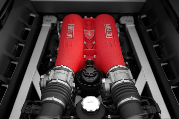 close up Ferrari engine